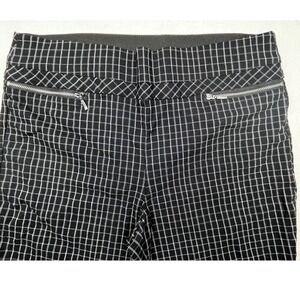 Violets & Roses Womens Black White Grid Zipper Pocket Dress Pants Size 14/32